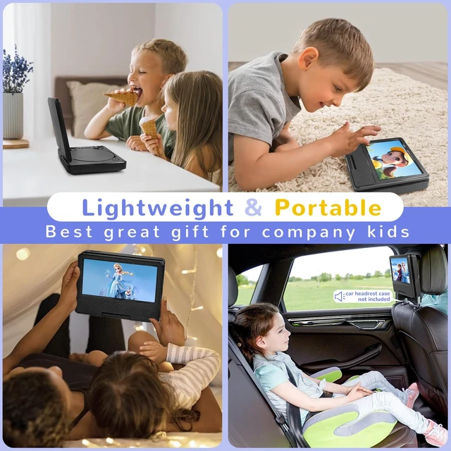 Alt view image 5 of 7 - 9.5" Portable DVD Player with Bluetooth, Support 1080P Video, MP4 Formats, 7.5" Swivel HD Screen, 5 Hours Work Time, Car DVD Player for Kids and Car, Sync TV, Support TF Card/USB 1000G, Regions Free