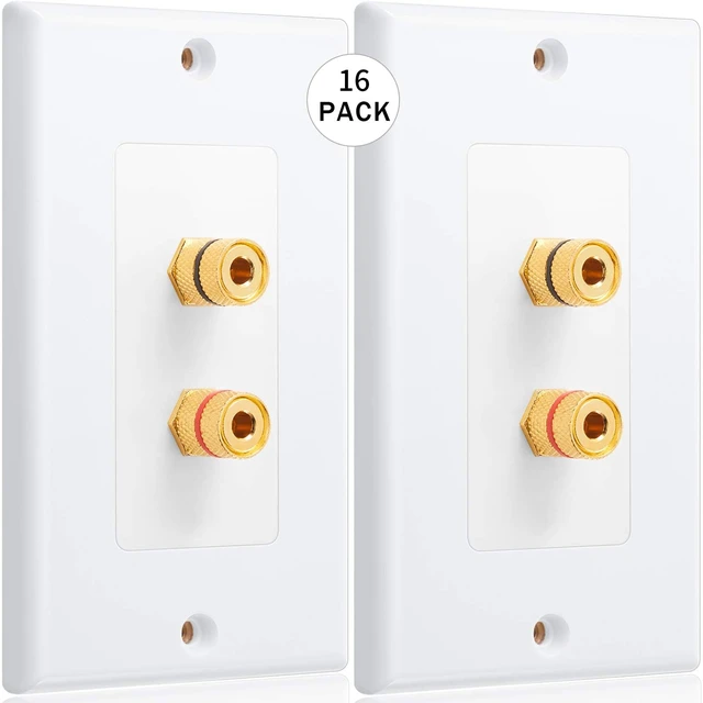 Alt view image 2 of 6 - 16 Pcs Speaker Wall Plate Gold Plated 2 Connector Banana Plug Wall Plate for in-Wall Speaker Wire, Surround Sound & Audio Systems