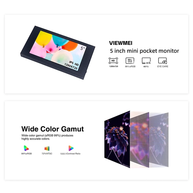 Alt view image 6 of 7 - 5 inch IPS Small Hdmi Monitor 1280 * 720 Mini LCD Screen Portable Display Monitor