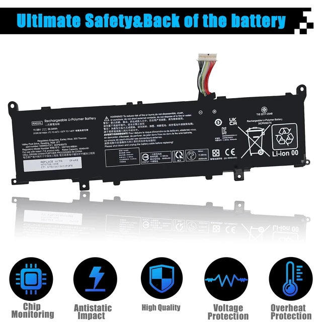 Alt view image 4 of 7 - RX03XL Laptop Battery Replacement for HP EliteBook 640-G11 645-G11 630-G11 660-G11 ProBook 440 445 460 465 G11 Series TPN-DB1Z N78704-005 HSTNN-WB0H N70706-005 N69453-CF1 54Wh 11.58V