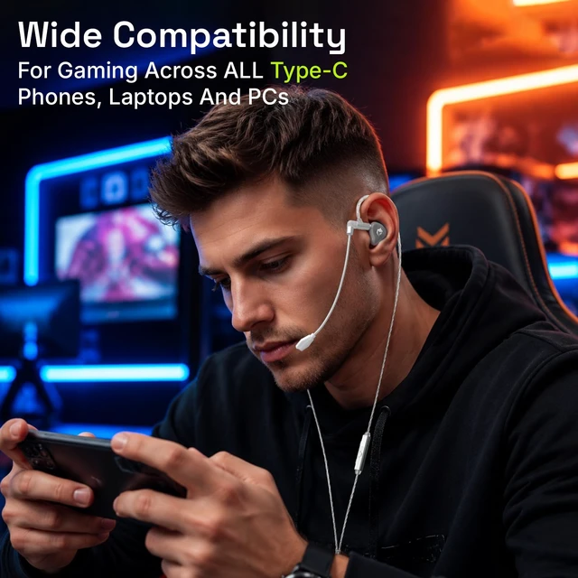 Alt view image 7 of 7 - G20 PRO IEM Gaming Earbuds Type-C in-Ear Monitor with EQ Adjustment 10mm LCP+PU Composite Diaphragm with Dual Mic, 384kHz/32bit DAC, 0.78mm 2-Pin Detachable Cable for Music Gaming