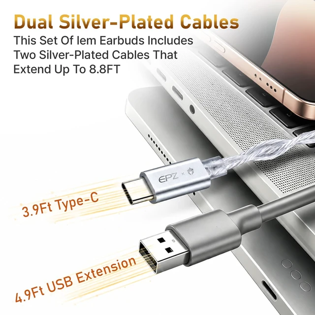 Alt view image 6 of 7 - G20 PRO IEM Gaming Earbuds Type-C in-Ear Monitor with EQ Adjustment 10mm LCP+PU Composite Diaphragm with Dual Mic, 384kHz/32bit DAC, 0.78mm 2-Pin Detachable Cable for Music Gaming