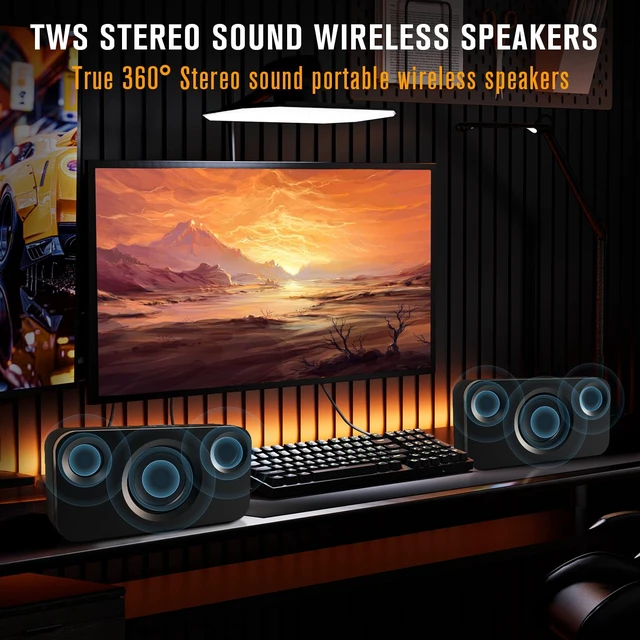 Alt view image 3 of 7 - Bluetooth Speaker, 40W, Portable Wireless, BT 5.3, AUX, TF Card 40W Peak Power, BT 5.3, Portable Wireless Design, AUX/TF Card, Metal Finish, Deep Bass, Sync 100 Speakers