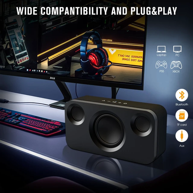 Alt view image 5 of 7 - Bluetooth Speaker, 40W, Portable Wireless, BT 5.3, AUX, TF Card 40W Peak Power, BT 5.3, Portable Wireless Design, AUX/TF Card, Metal Finish, Deep Bass, Sync 100 Speakers