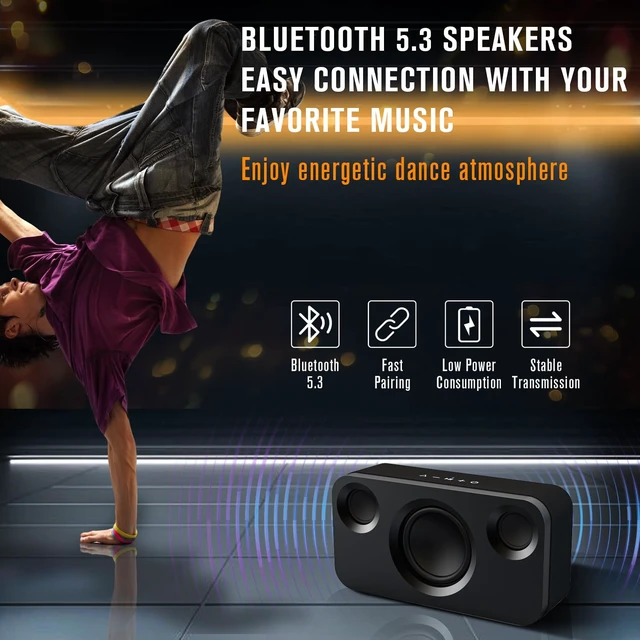 Alt view image 6 of 7 - Bluetooth Speaker, 40W, Portable Wireless, BT 5.3, AUX, TF Card 40W Peak Power, BT 5.3, Portable Wireless Design, AUX/TF Card, Metal Finish, Deep Bass, Sync 100 Speakers