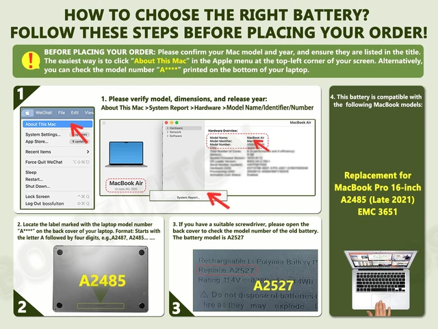 Alt view image 3 of 7 - A2485 A2527 Battery for MacBook Pro 16 inch (Late 2021) A2485 EMC3651 A2485 Battery for - MK183LL/A MK193LL/A MK1A3LL/A MK1E3LL/A MK1F3LL/A MK1H3LL/A Series (11.45V 99.6Wh 8693mAh)