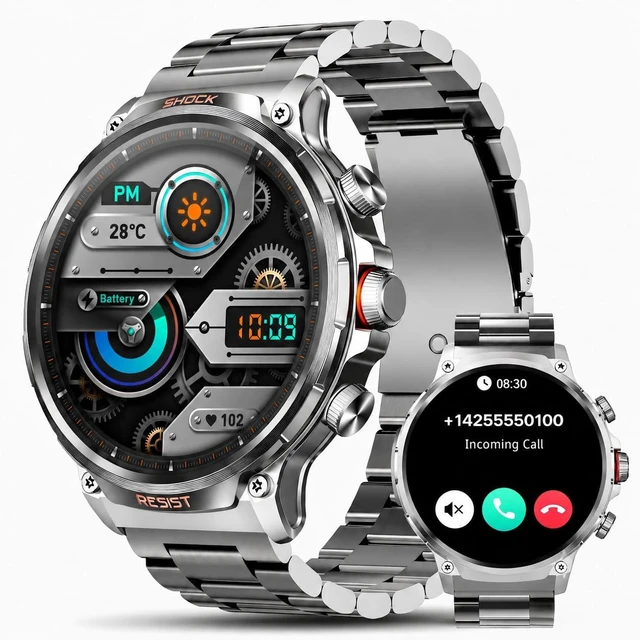 Main image of Military Rugged Smart Watches for Men, 1.85" HD Tactical Fitness Tracker Answer/Make Calls, 710mAh Battery, 100+ Sports Modes, Heart Rate/SpO2/Sleep Monitor, IP67 Waterproof, for Android iOS