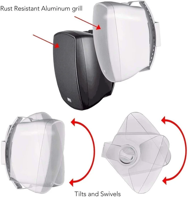 Alt view image 6 of 6 - AP490 4" Outdoor Patio Speaker Pair, 60W RMS and 70V, IPX6 Weather Resistant, Full Motion Bracket, White