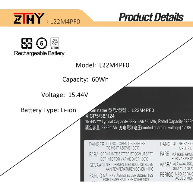 Alt view image 3 of 7 - L22M4PF0 L22C4PF1 Laptop Battery Replacement for Lenovo Yoga Slim 6-14APU8 6-14IAP8 6-14IRH8 6-14IRP8 7-14IMH9 7-14IRP8 Series 5B11J63614 5B11N45328 L22C4PF0 L22D4PF0 L22D4PF1 L22M4PF1 15.44V 60Wh