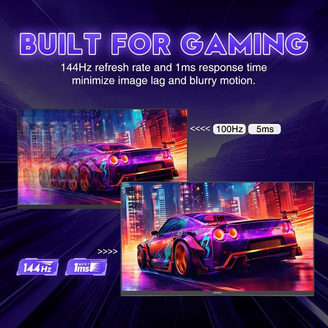 Alt view image 2 of 7 - 23.8-inch Gaming Monitor FHD 1920x1080 144Hz, VA Panel with 4000:1 Contrast, HDR10, 1ms Response Time, HDMI & VGA Ports, Wall Mountable