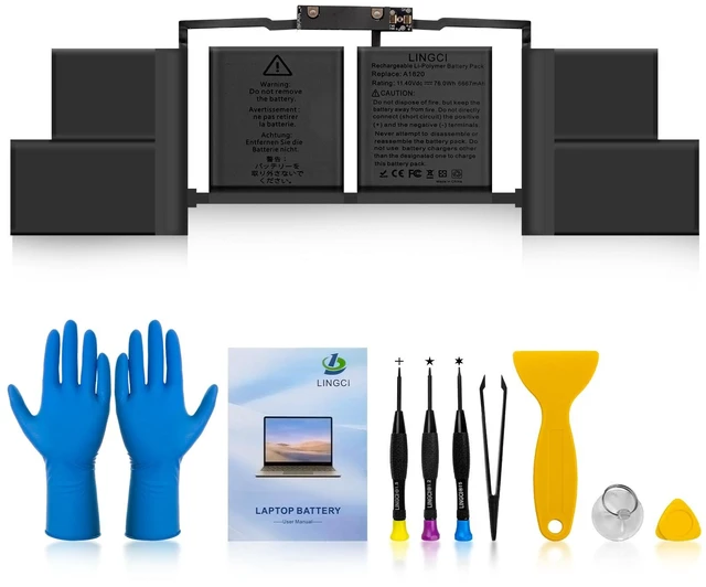 Main image of A1707 Battery,A1820 Battery Replacement for MacBook Pro A1707 (2016, 2017) 15-inch A1820 EMC 3072 EMC 3162 (Upgraded High Performance 11.4V 78Wh 6667mAh)