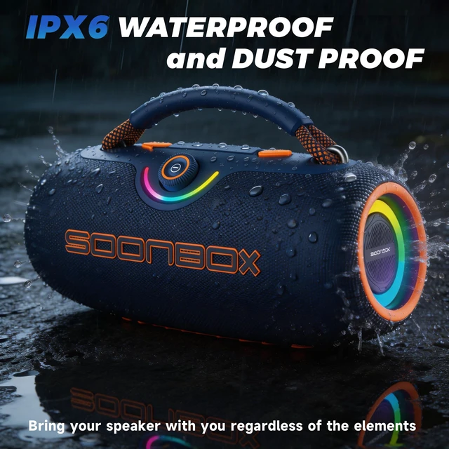 Alt view image 3 of 7 - Portable Bluetooth Speakers, 80W Wireless Outdoor Speakers, Blue IPX6 Waterproof, Bluetooth 5.3, Bass Boost, 24H Playtime, 8000mAh, RGB Lights, TWS Pairing for Party, Camping, Beach & Pool