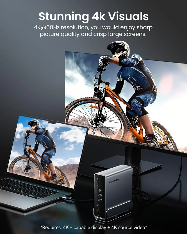 Alt view image 4 of 7 - 15-in-1 Laptop Docking Station Dual Monitor, 360° Roatable Triple Monitor Docking Station with 2 * 4K HDMI and 1*DP, PD 100W Charging for Laptop, 10Gbps USB Port Transfer, RJ45, Audio, SD/TF