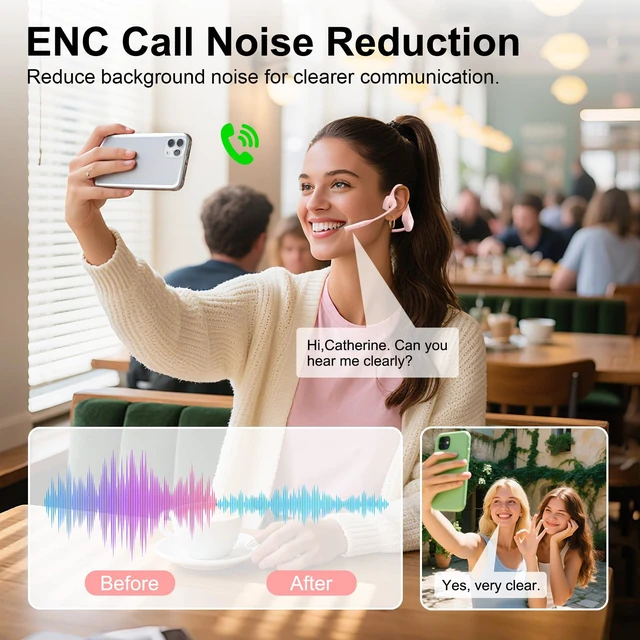 Alt view image 2 of 6 - Open-Ear Headphones with Mic, Bluetooth Headphones,Truck Driver Headset Wireless Bluetooth Headset with Noise Canceling Mic & Mute Button for Work Calls Sports, Drive and Meetings