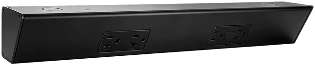Main image of 18" Angled Under Cabinet Outlet Strip, 2 x 15 Amp Duplex Receptacle, 1 Pack GFCI Protection, Sturdy Metal Struture, Pre-Wired for Easy Installtion, Keep Tile Backsplash Tidy, Brown