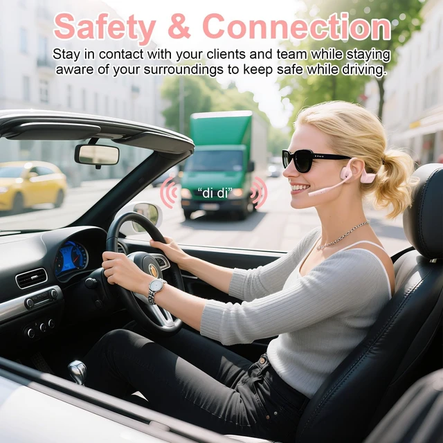 Alt view image 5 of 7 - Open Ear Headphones, Trucker Bluetooth Headset with Upgraded Microphone ENC Noise Cancelling and Mute Button, AptX-LL Wireless Headset for Office Driving Working Home-10 Hrs