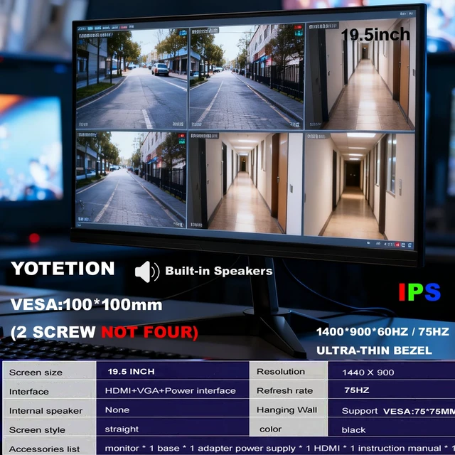 Alt view image 5 of 7 - 19.5-inch Professional HD Monitor (1440 x 900), 75Hz Refresh Rate with Audio, Visual Protection Technology, Blue Light Filter and Flicker-Free Technology (HDMI and VGA Ports)