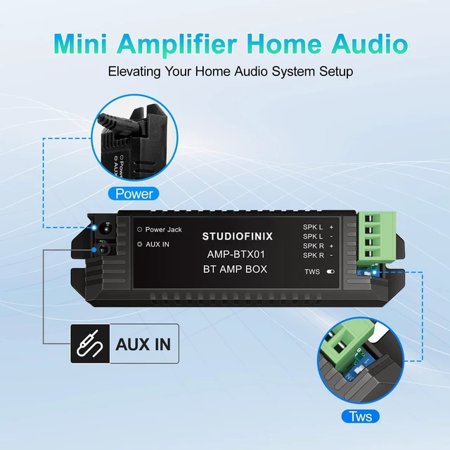 Alt view image 6 of 7 - 8-Inch Bluetooth Ceiling Speaker with 2-Channel Amplifier, 400W Max Power Output Pair - Crisp Clear Sound for Living Room, Office, Kitchen, Basement & Covered Patio