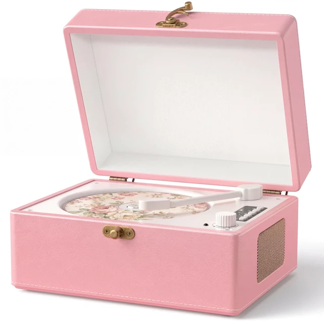 Main image of Retro CD Player with Bluetooth in&Out Portable Music Player for Relaxing Anywhere,Auto Power Off,USB,AUX,Headphone Jack,Vintage CD Player for Music Lovers,Birthday Gifts for Women/Men-Pink