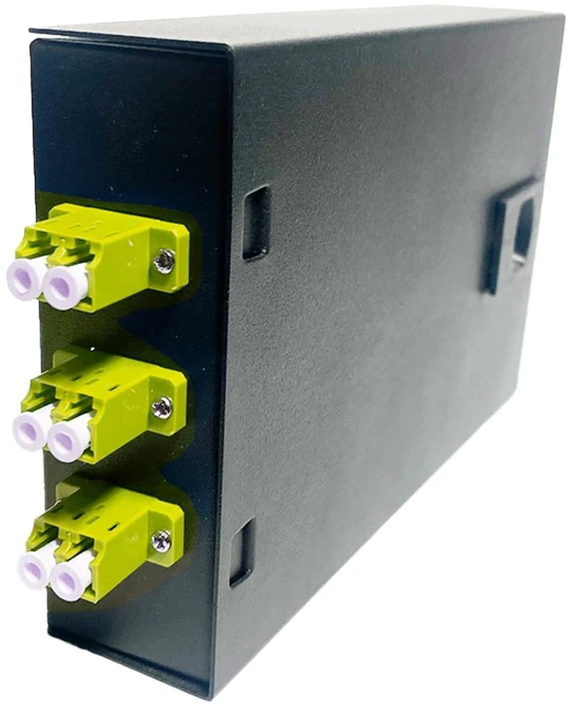 Main image of Fiber Optic Wall Mount Box with LC Couplers for Single Mode & Multimode Fiber Optic Cable. Fiber Box Enclosure for MPOEs, Network Rooms, and IDF Rooms. (LC 6 Strand OM1 with Pigtails)