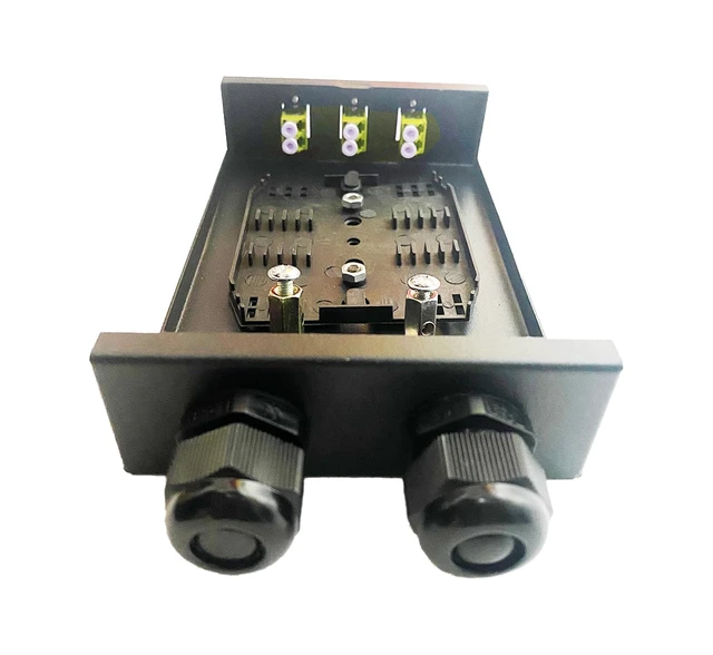 Alt view image 3 of 6 - Fiber Optic Wall Mount Box with LC Couplers for Single Mode & Multimode Fiber Optic Cable. Fiber Box Enclosure for MPOEs, Network Rooms, and IDF Rooms. (LC 6 Strand OM1 with Pigtails)