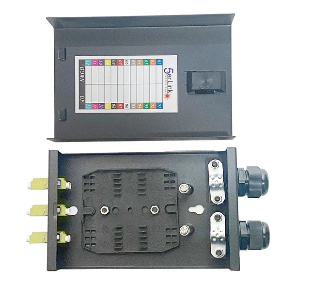 Alt view image 4 of 6 - Fiber Optic Wall Mount Box with LC Couplers for Single Mode & Multimode Fiber Optic Cable. Fiber Box Enclosure for MPOEs, Network Rooms, and IDF Rooms. (LC 6 Strand OM1 with Pigtails)