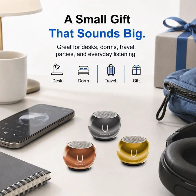 Alt view image 5 of 6 - Mini Bluetooth Speaker, Portable Small Magnetic, Mirror Hematite compact aluminum shell, magnetic mount, travel and beach use, small portable design, rechargeable battery, 18 color options