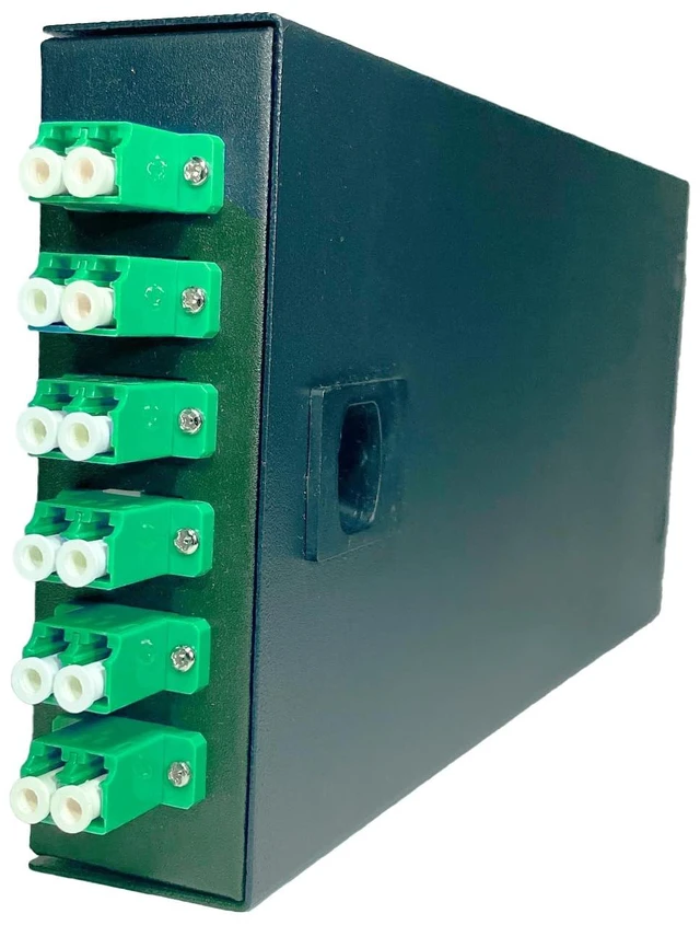 Main image of Fiber Optic Wall Mount Box with LC Couplers for Single Mode & Multimode Fiber Optic Cable. Fiber Box Enclosure for MPOEs, Network Rooms, and IDF Rooms. (LC 12 Strand APC)