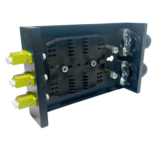 Alt view image 5 of 6 - Fiber Optic Wall Mount Box with LC Couplers for Single Mode & Multimode Fiber Optic Cable. Fiber Box Enclosure for MPOEs, Network Rooms, and IDF Rooms. (LC 6 Strand OM1 with Pigtails)