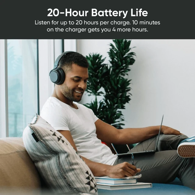 Alt view image 4 of 6 - Wireless Noise Cancelling Over-Ear Headphones with Hard Case Active Noise Cancellation, Transparency Mode, Clear Voice Pick-up, Alexa Built-in