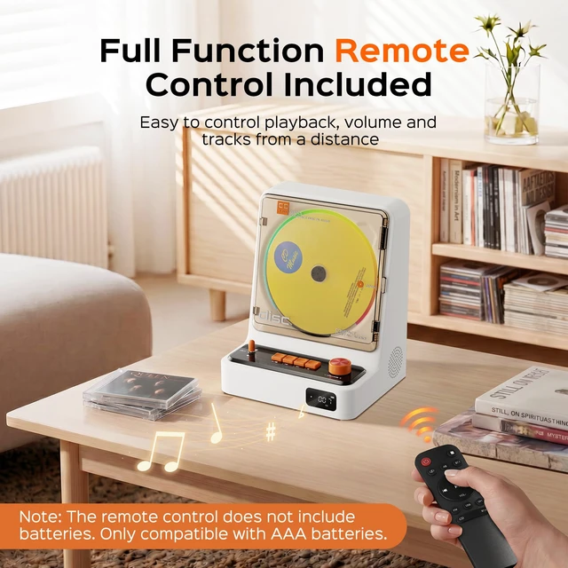Alt view image 5 of 7 - Vertical CD Player, 5200mAh Bluetooth CD Players for Home with Remote CD Player Portable with LED Screen, FM Radio, 6 RGM Lights, Bluetooth Receiver & Transmitter, USB, AUX Output, 3 Repeat Modes