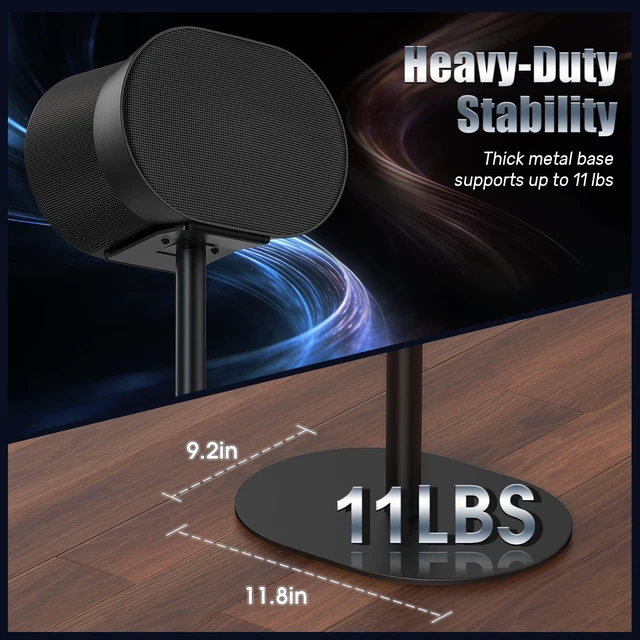 Alt view image 3 of 7 - Speaker Stands for Sonos Era 100 & Era 300, 26-43 Height Adjustable Floor Stand, Dual-Mount Base Surround Sound Speaker Mount with Cable Management for Home Theater, Pair (2 Pack)