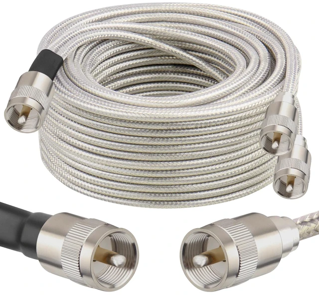 Main image of Dual CB Antenna Coax Cable 50FT,Low Loss RG8X Stranded Core Co-Phase CB Coax Cable with3 PL-259 Connectors - 50 Foot