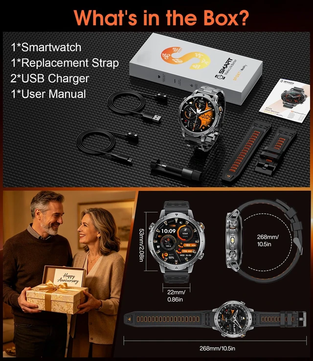 Alt view image 7 of 7 - 1400mAh Military Smart Watches for Men,1.7'' HD Fitness Smartwatch with Answer/Make Calls, Heart Rate, SpO2 Monitor,Sleep Tracker,120+Sports Mode,5ATM Waterproof Smart watch for Android iPhone Black