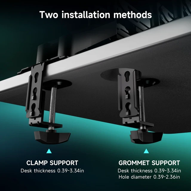 Alt view image 6 of 7 - Monitor and Laptop Mount for Max 32" Screen and 17" Notebook Dual Monitor Mount Holds up to 22lbs Each, Laptop Tray Stand with Gas Spring Arm, VESA 75x75/100x100mm