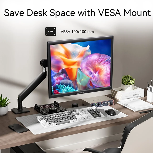 Alt view image 4 of 7 - 17 Inch Computer Monitor, 4:3 1280x1024 Small Desktop Square Monitor with VGA HDMI, VESA Wall Mountable, Built-in Speakers for Office POS Raspberry Pi Industrial
