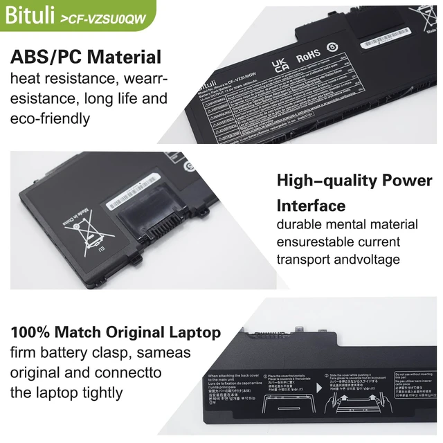 Alt view image 3 of 7 - CF-VZSU0QW CF-20 Replace Battery for Panasonic ToughBook Toughpad FZ-A2 Mk1 Tablet PC XP 11.4V 2600mAh 30Wh