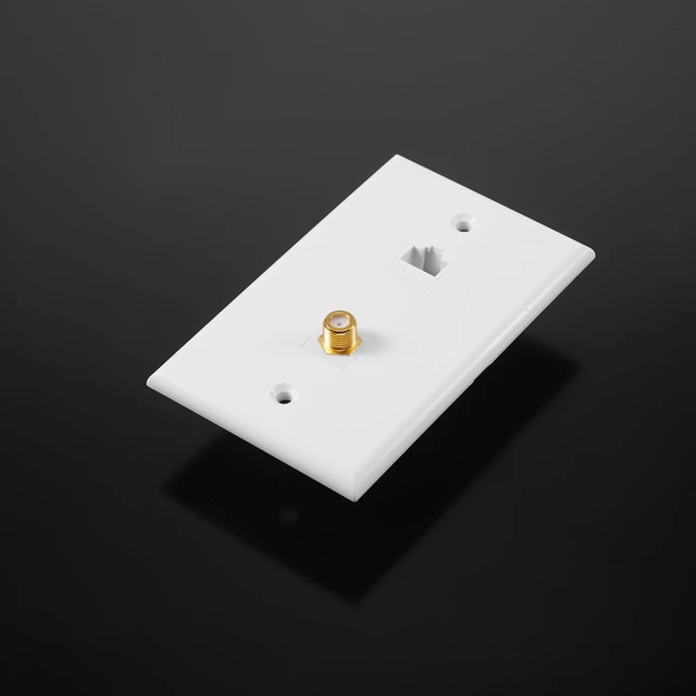 Alt view image 7 of 7 - 30 Pieces Cat6 Ethernet Coax Wall Plate, F-Type Port, White 2 Port Keystone Jack Wall Plate, with Ethernet Port and Gold-plated TV Coax