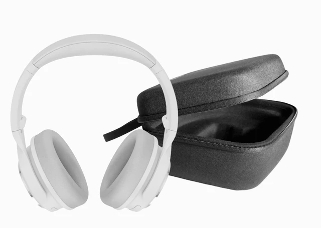 Main image of Noise Cancelling Over-Ear Headphones with Hard Case, White Active Noise Cancellation, Transparency Mode, Clear Voice Pick-up, Alexa Built-in