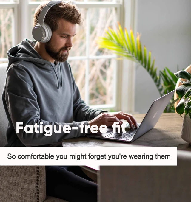 Alt view image 6 of 7 - Noise Cancelling Over-Ear Headphones with Hard Case, White Active Noise Cancellation, Transparency Mode, Clear Voice Pick-up, Alexa Built-in