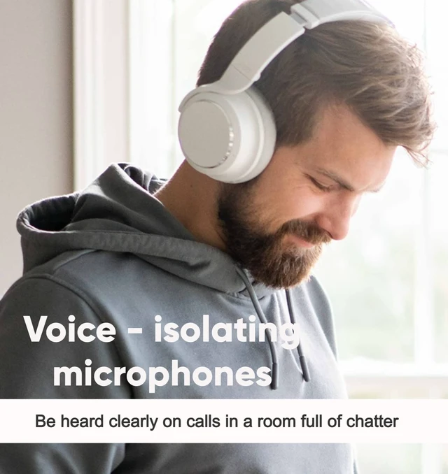 Alt view image 7 of 7 - Noise Cancelling Over-Ear Headphones with Hard Case, White Active Noise Cancellation, Transparency Mode, Clear Voice Pick-up, Alexa Built-in