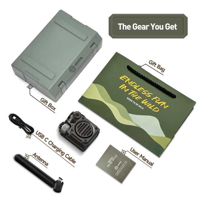 Alt view image 7 of 7 - Wild Mini 3.0 Rugged Portable Bluetooth Speaker with Retro FM Radio Phone Charger/15H Playtime/IPX5 Waterproof/3 Mode Flashlight, Outdoor Companion for Man Camping/Hiking/Travel