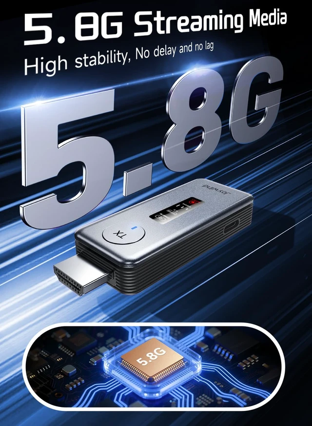 Alt view image 5 of 7 - 2027 New Wireless HDMI Transmitter and Receiver 360ft/110m,4K Decode Input 1080P Output with LED Display, Plug&Play Portable 2.4G/5.8G Wireless Extender Kit for PC/Laptop/TV Box/Projector to Monitor
