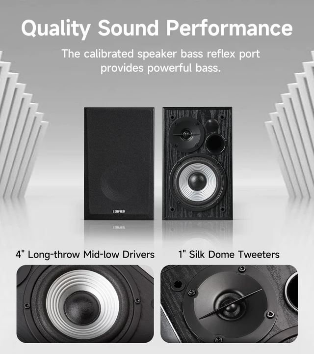 Alt view image 3 of 7 - R990BT 2.0 Active Multimedia Speakers - Bluetooth Bookshelf Speakers - Powered Studio Monitor Speaker - MDF Enclosure - 24W RMS (Pair)