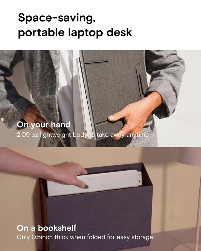 Alt view image 6 of 7 - Folding Laptop Stand Lap Desk, Portable & Mini Computer Stand Laptop Desk for Travel and Home Office, Ergonomic Design with Adjustable Viewing Angles, Lightweight Computer Cooling Riser, Gray