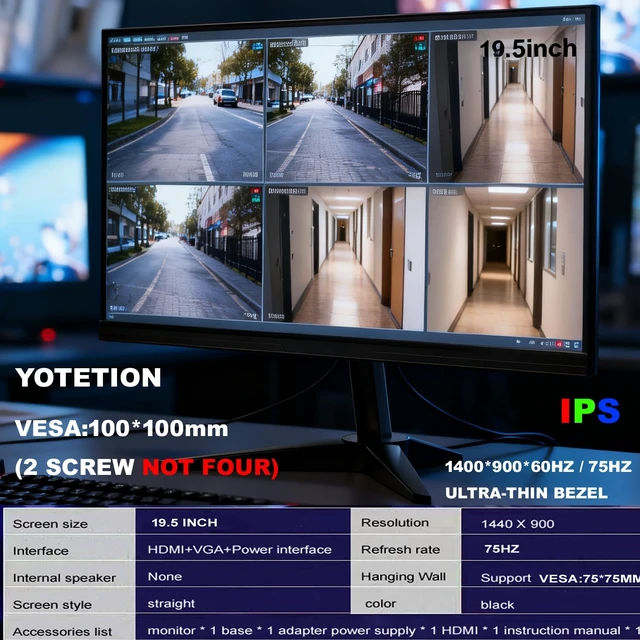 Alt view image 5 of 7 - 19.5-inch Professional HD Monitor (1440 x 900), 75Hz Refresh Rate, Without Audio, Visual Protection Technology, Blue Light Filter, and Flicker-Free Technology (HDMI and VGA Ports)