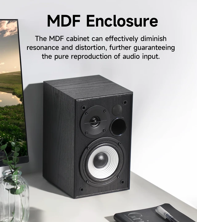 Alt view image 4 of 7 - R990BT 2.0 Active Multimedia Speakers - Bluetooth Bookshelf Speakers - Powered Studio Monitor Speaker - MDF Enclosure - 24W RMS (Pair)