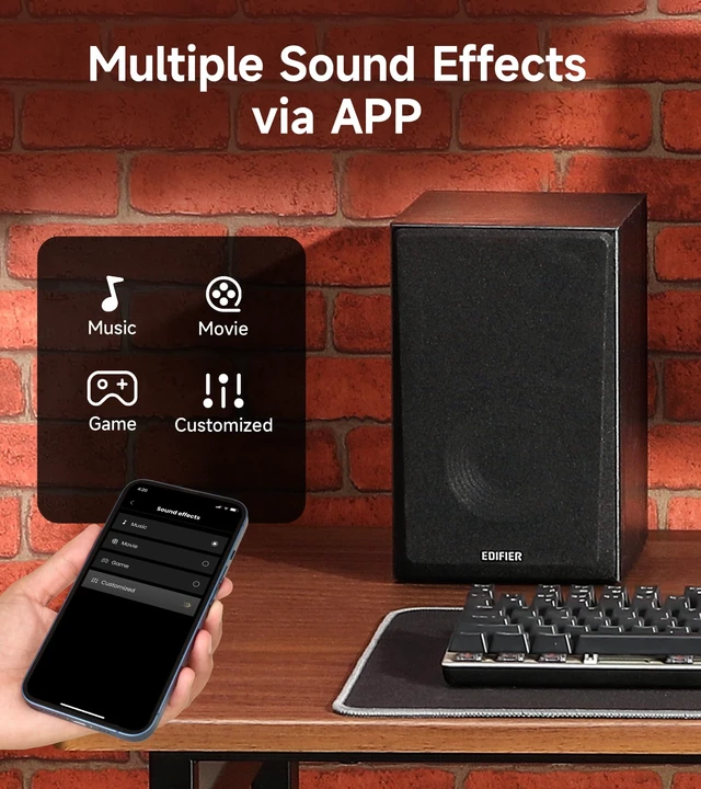 Alt view image 7 of 7 - R990BT 2.0 Active Multimedia Speakers - Bluetooth Bookshelf Speakers - Powered Studio Monitor Speaker - MDF Enclosure - 24W RMS (Pair)