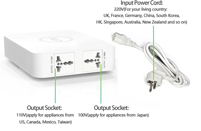 Alt view image 3 of 7 - Step Down Transformer 220V to 110V 300W US Appliances Use in Europe Voltage Converter 240v to 120v,Canada Japan Equipment Use in Asia,Heavy Duty,2 Output 100V 110,Safe and Effective,White