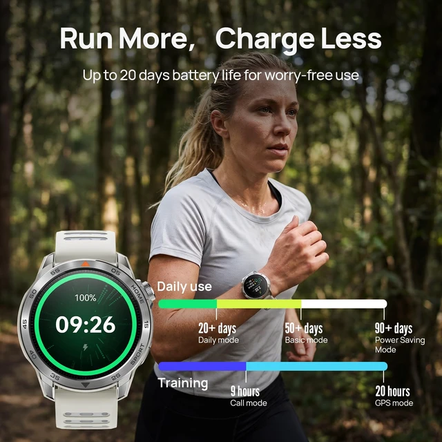 Alt view image 5 of 7 - GS Pro2 GPS Running Smartwatch with Dual Band GPS, 48mm, Light Beige Built-in Training Plans, 1.43 AMOLED, 20-Day Battery, 150+ Workout Modes, Heart Rate Tracking, 5ATM Waterproof